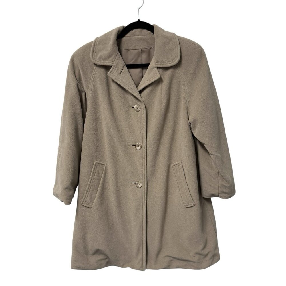 JULI DE ROMA COAT PEACOAT 3/4 SLEEVE BEIGE NEUTRAL LINED USA SIZE L? CAPSULE